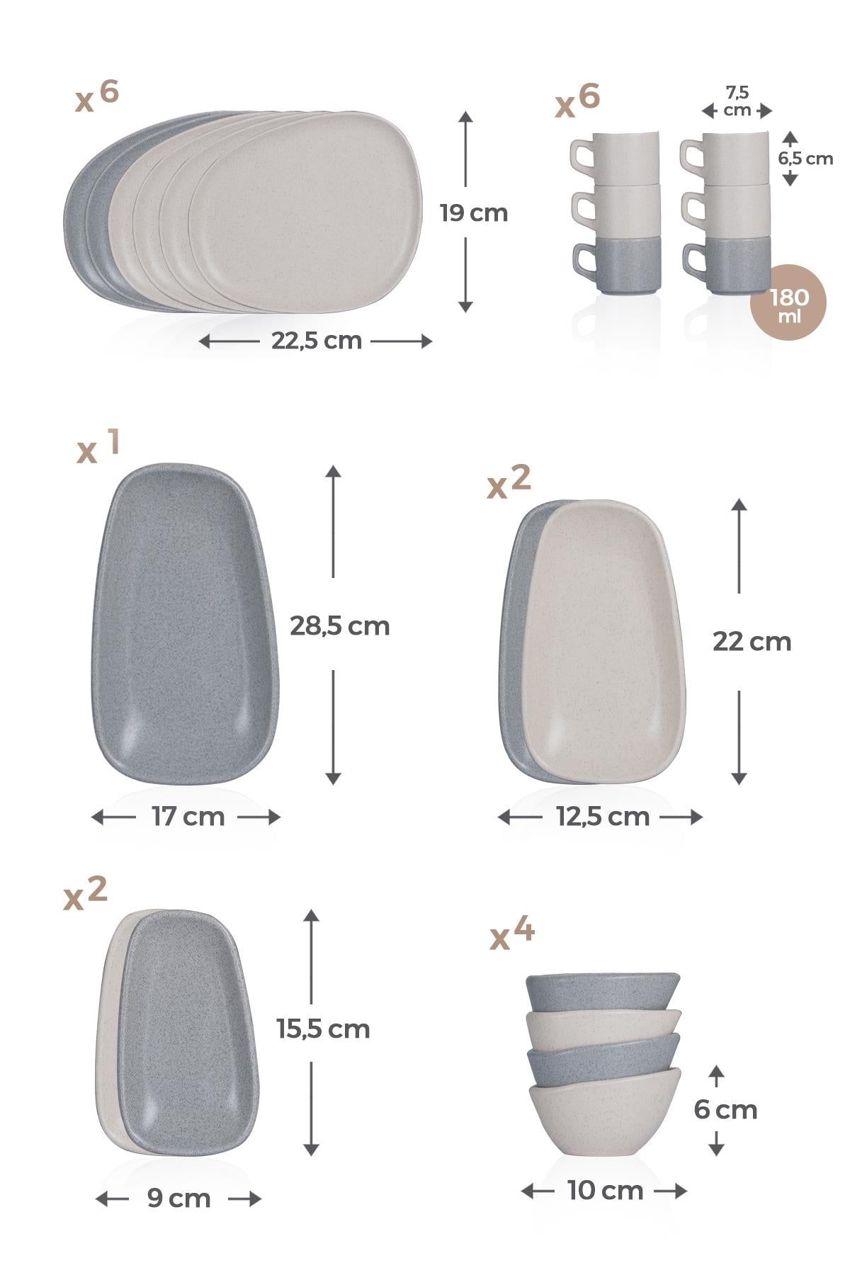 ACAR "FREZYA" Frühstück Geschirr Set